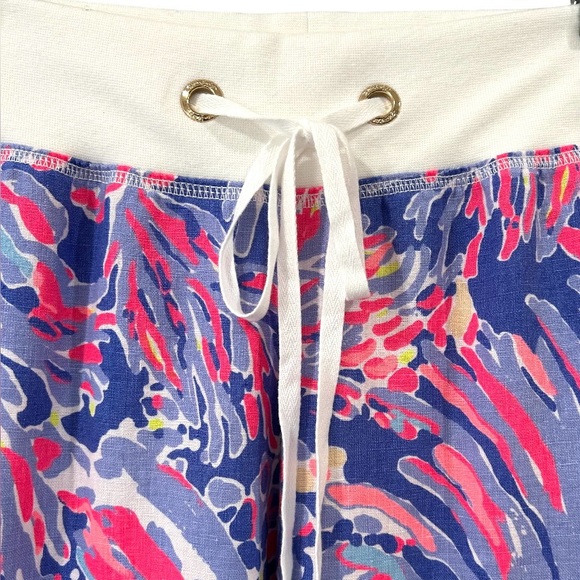 Lilly Pulitzer women’s linen Beach Pants Small Iris Blue pink Shrimply Chic NWT - Picture 3 of 8